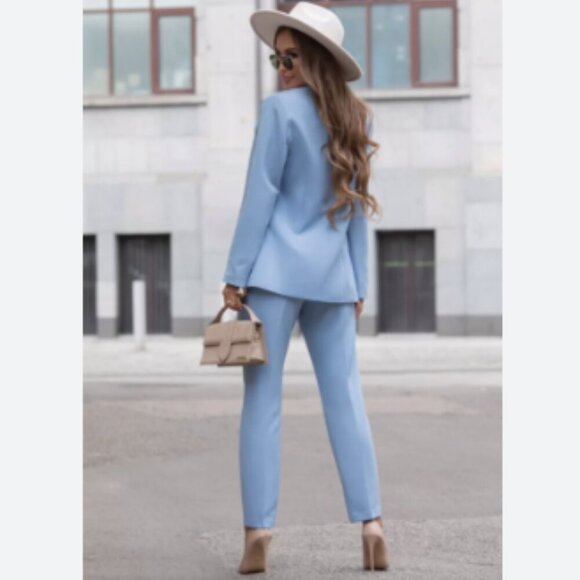 Zara Bloggers Fav Lapelless Fitted Blazer Blue M - Picture 14 of 16